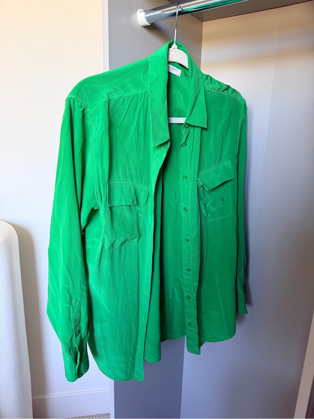 Equipment Bright Green Button-Down Silk Shirt